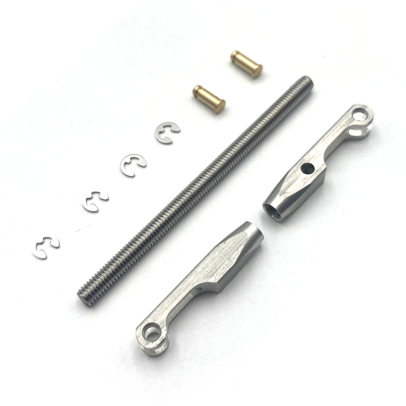 Gabelkopf Set mit Freischnitt aus Aluminium (M3 Gewinde / 2mm Pin)