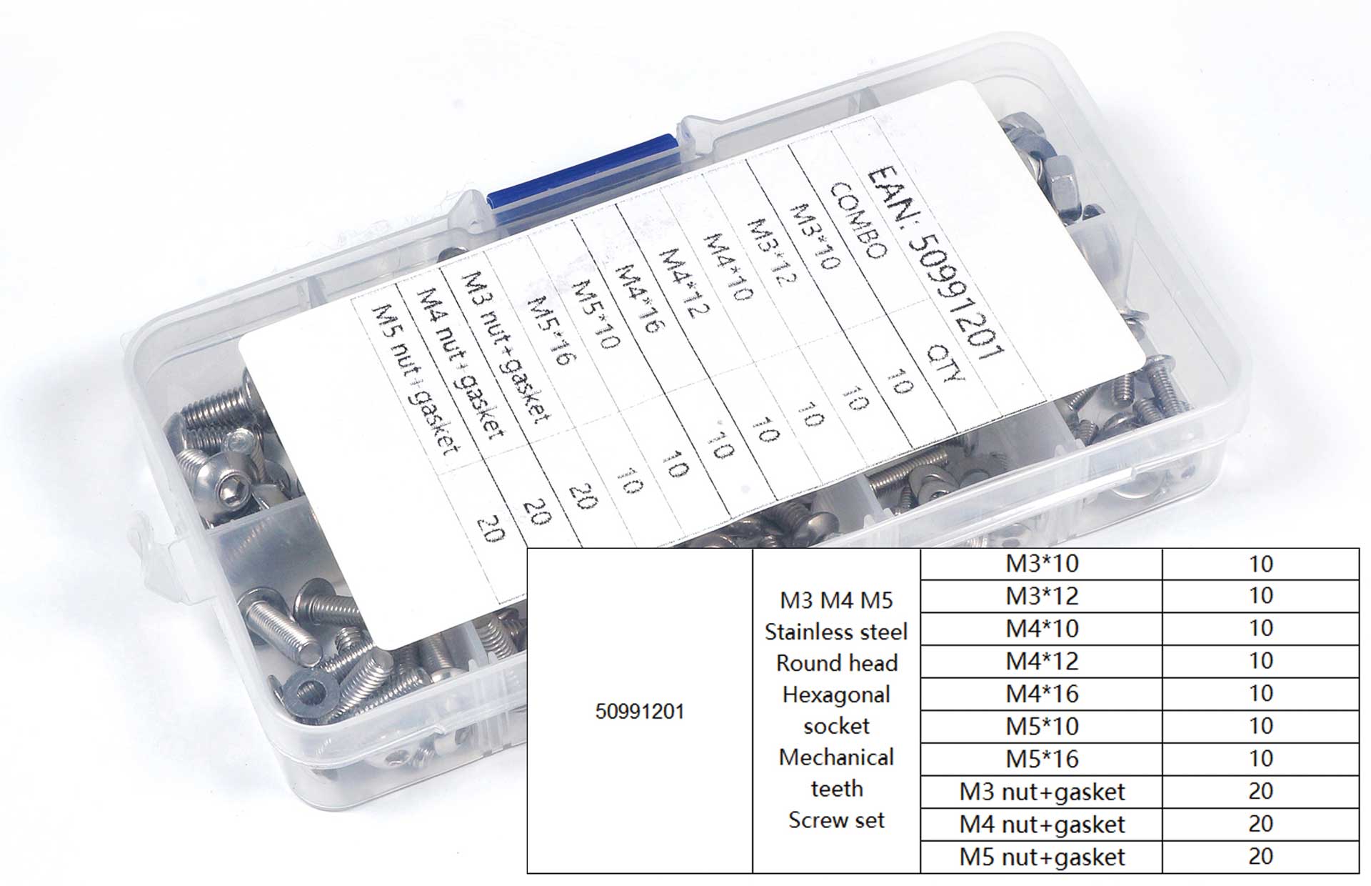 Robbe Modellsport Schraubenbox Rundkopf Sechskant 130Stk. M3-M5 Edelstahl – Bild 2