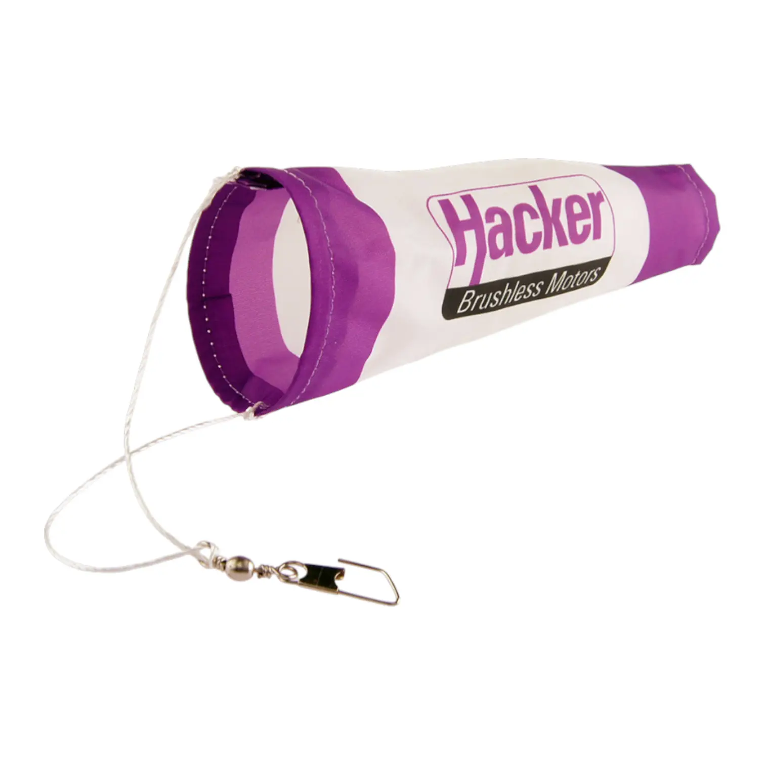 Mini Windsack Länge ca. 15cm 4-fbg Hacker Aufdruck Metallwirbel zur Befestigung